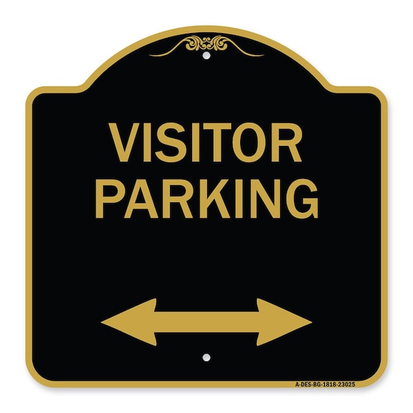 Reserved Parking Visitor Parking Arrow Pointing Left and Right, Black & Gold, A-DES-BG-1818-23025
